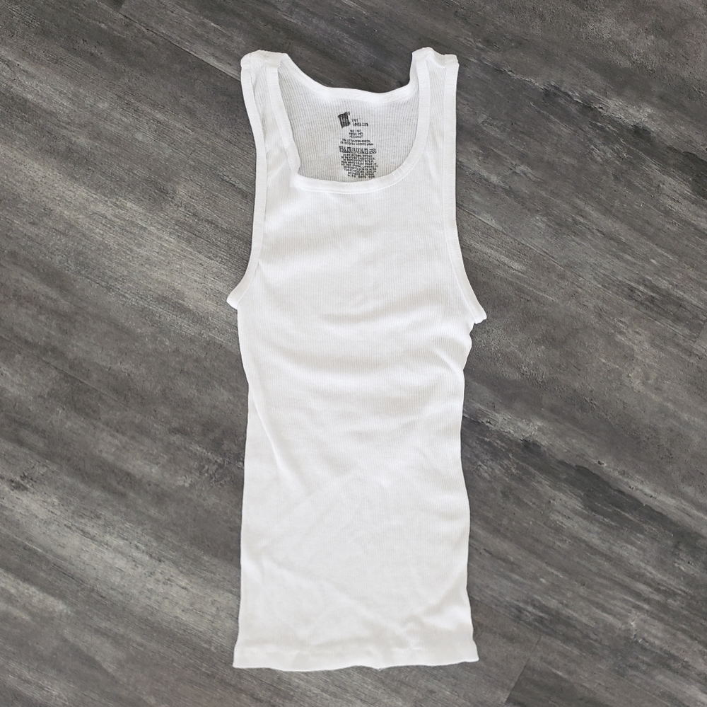 White Ribbed HANES Classic Tank